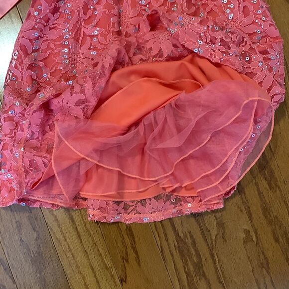 My Michelle size 10 peach Sequined lace dress - Picture 2 of 7